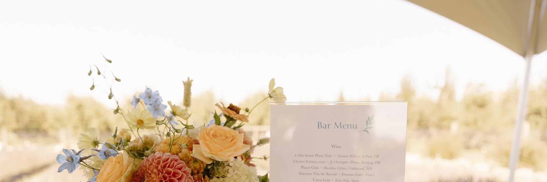 medium floral arrangement on a bar top