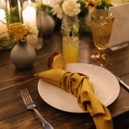 table setting with flowers